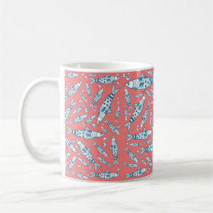 Portugiesisch Sardines Pattern Azulejos Pink Kaffeetasse