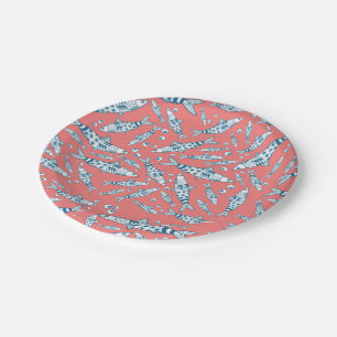 Portugiesisch Sardines Pattern Azulejos Pink Pappteller