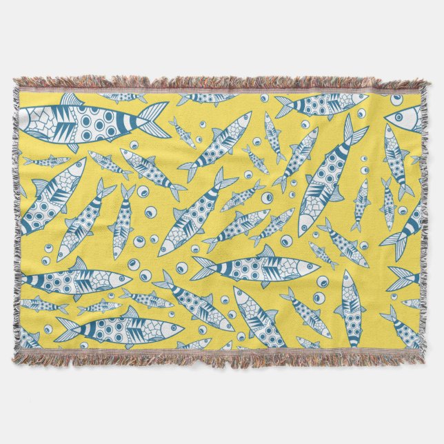 Portugiesisch Sardines Pattern Azulejos Yellow Decke (Vorderseite)