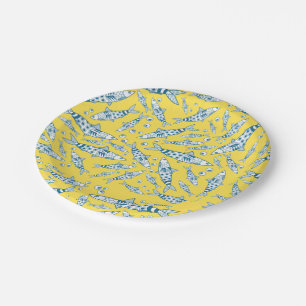 Portugiesisch Sardines Pattern Azulejos Yellow Pappteller