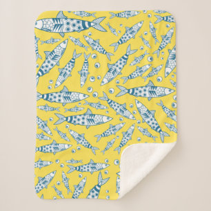 Portugiesisch Sardines Pattern Azulejos Yellow Sherpadecke