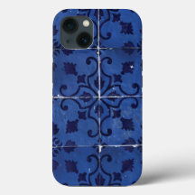 Portugiesisch Tiles - Azulejo Blue Floral Leaf Des