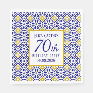 Portugiesisch Tiles Blue 70. Geburtstag Mittelmeer Serviette