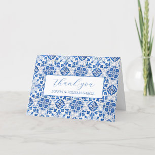 Portugiesisch Tiles Blue Floral Wedding Vielen Dan Dankeskarte