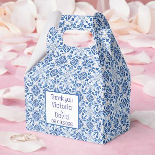 Portugiesisch Tiles Blue Mediterranean Wedding Geschenkschachtel