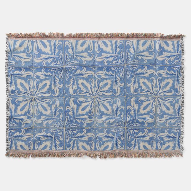 Portugiesisch Tiles Vintag Azulejos Blue White Decke (Vorderseite)