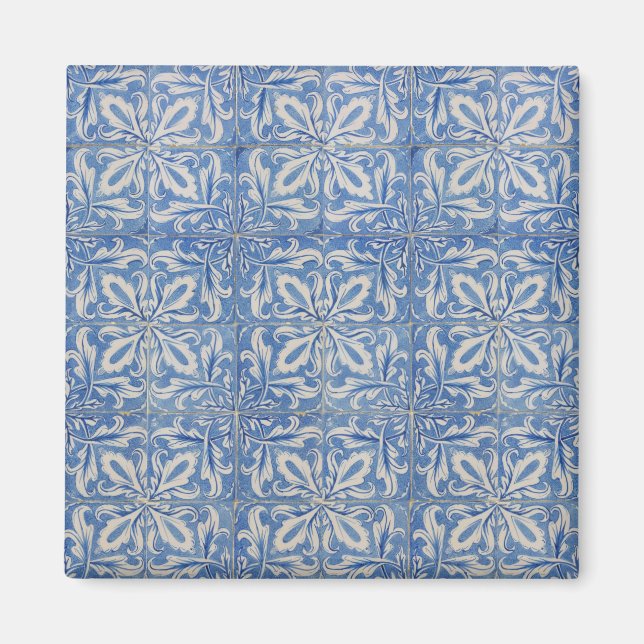 Portugiesisch Tiles Vintag Azulejos Blue White Magnet (Vorne)