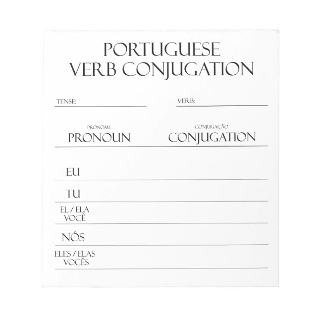 Portugiesisch | Verbs Conjugation Practice Notizblock (Vorderseite)
