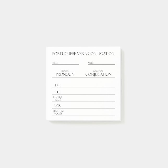 Portugiesisch | Verbs Conjugation Practice Post-it Klebezettel (Vorderseite)