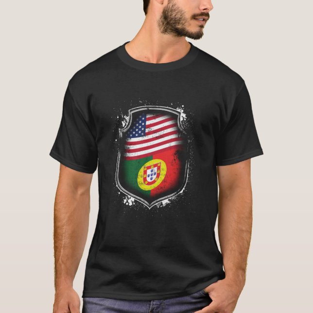Portugiesische amerikanische Flagge T-Shirt (Vorderseite)