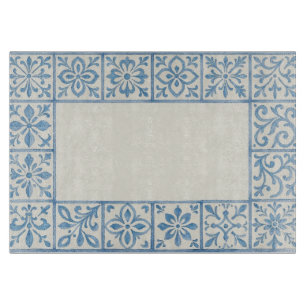 Portugiesische Azulejo-Fliese blau stationäres Des Schneidebrett