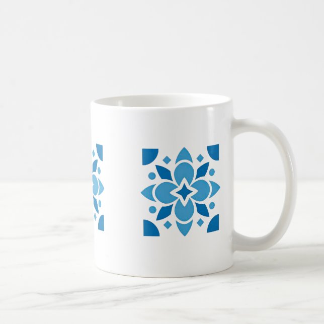 Portugiesische Azulejo-Fliesen-Blumen-Tasse – Blau Kaffeetasse (Rechts)