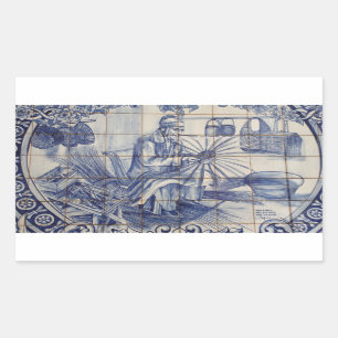 Portugiesische azulejo Fliesen Rechteckiger Aufkleber