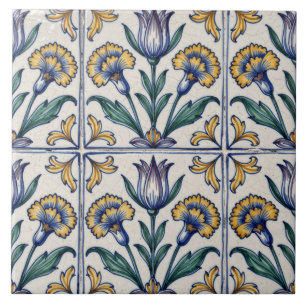 Portugiesische Azulejo-Tulpe und Nelkenfliese Fliese