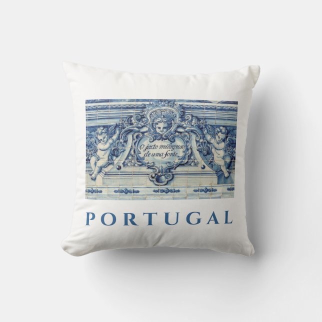 Portugiesische blau-weiße Wandfliesen mit Engeln Kissen (Vorderseite)