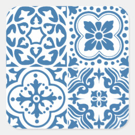 Portugiesische blaue Fliesen 2 Quadratischer Aufkleber