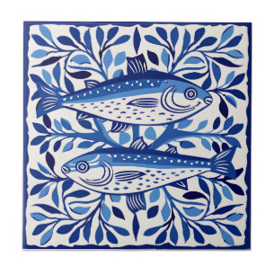 Portugiesische blaue und weiße Sardine Fliese