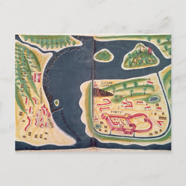 Portugiesische Erkundungskarte von Mombassa Postkarte (Vorderseite)