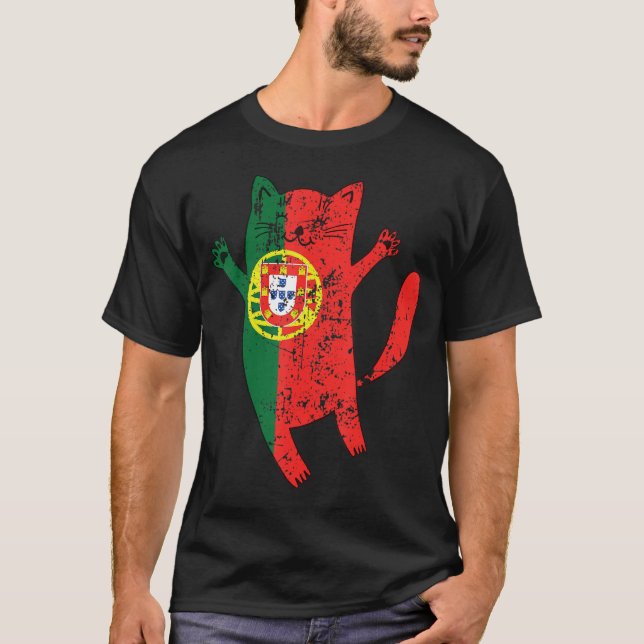 Portugiesische Fahne Happy Cat Portugal T-Shirt (Vorderseite)