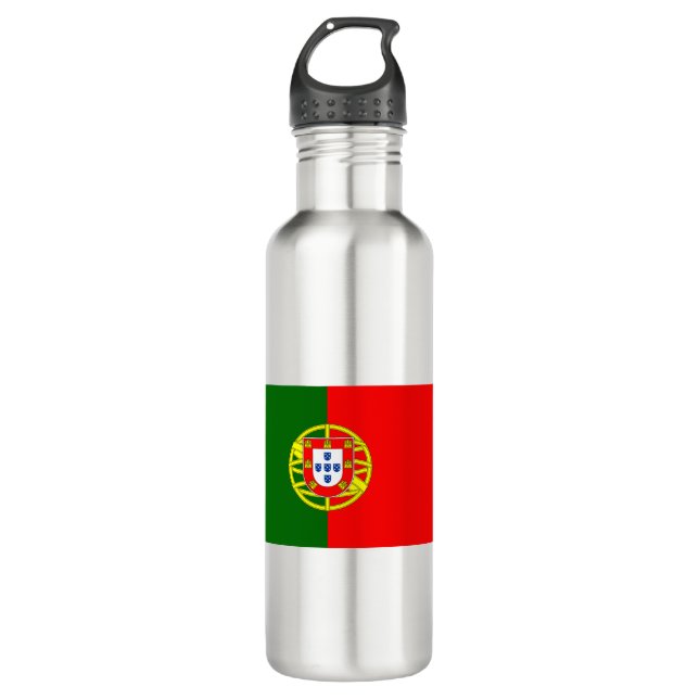 portugiesische Flagge Edelstahlflasche (Vorderseite)