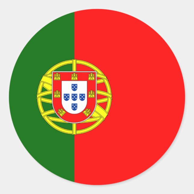Portugiesische Flagge, Flagge Portugals Runder Aufkleber (Vorderseite)
