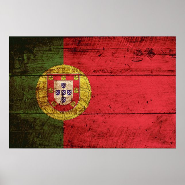 Portugiesische Flagge für Altholzkörner Poster (Vorne)
