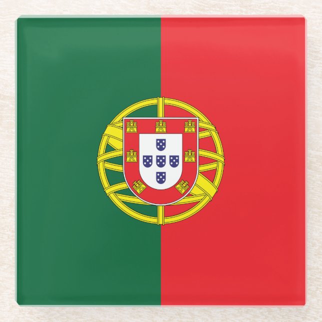 portugiesische Flagge Glasuntersetzer (Vorderseite)