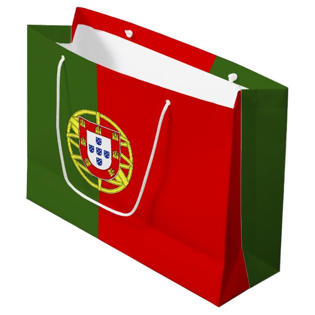 Portugiesische Flagge Große Geschenktüte (Vorderseite Schrägansicht)