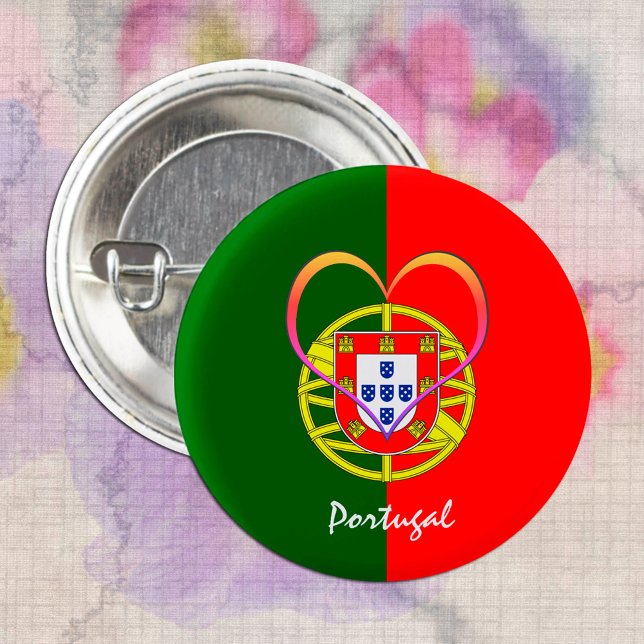 Portugiesische Flagge & Herz - Portugal /Sportfans Button (Von Creator hochgeladen)