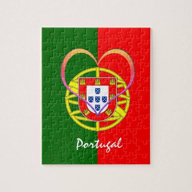 Portugiesische Flagge & Herz - Portugal/Sportfans Puzzle (Vertikal)
