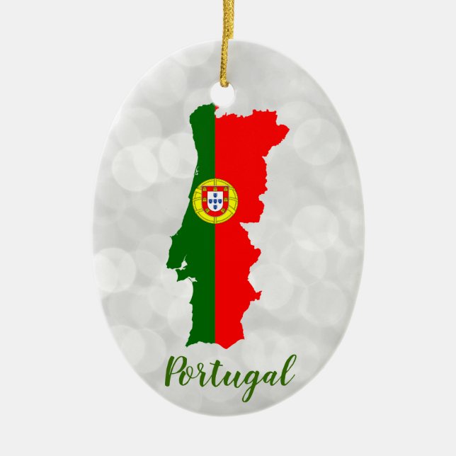 Portugiesische Flagge Karte Keramik Ornament (Vorne)