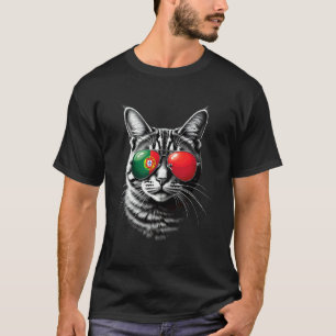 Portugiesische Flagge Katzen Gesicht Sonnenbrille  T-Shirt