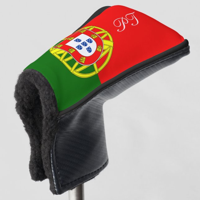 Portugiesische Flagge mit Monogramm Golfkopf-Abdec Golf Headcover (3/4 Vorderseite)
