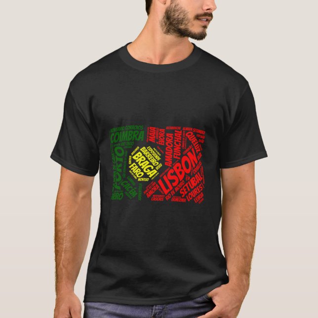 Portugiesische Flagge mit Stadtbezeichnungen Lissa T-Shirt (Vorderseite)