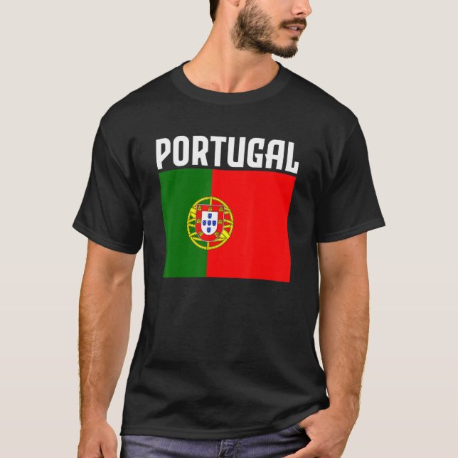 Portugiesische Flagge mit Ursprung in Portugal T-Shirt (Vorderseite)