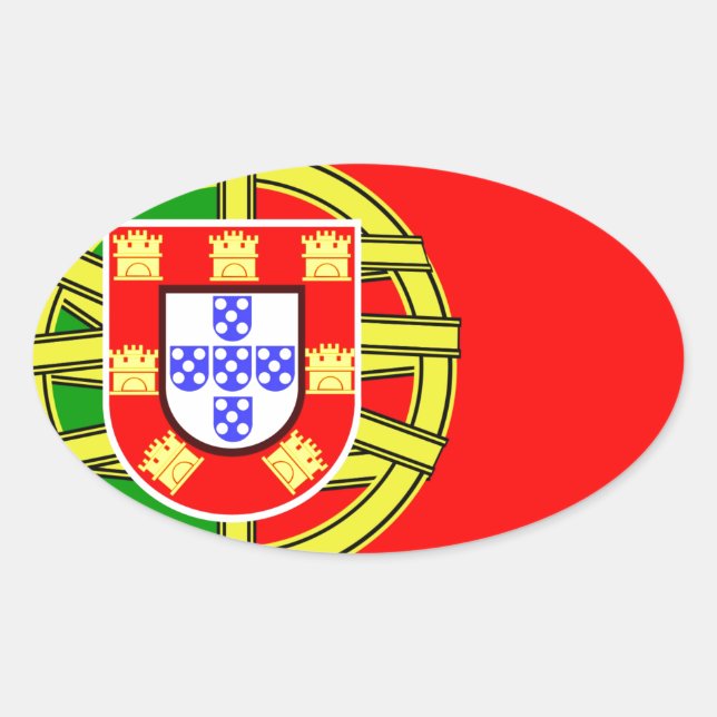 portugiesische Flagge Ovaler Aufkleber (Vorderseite)