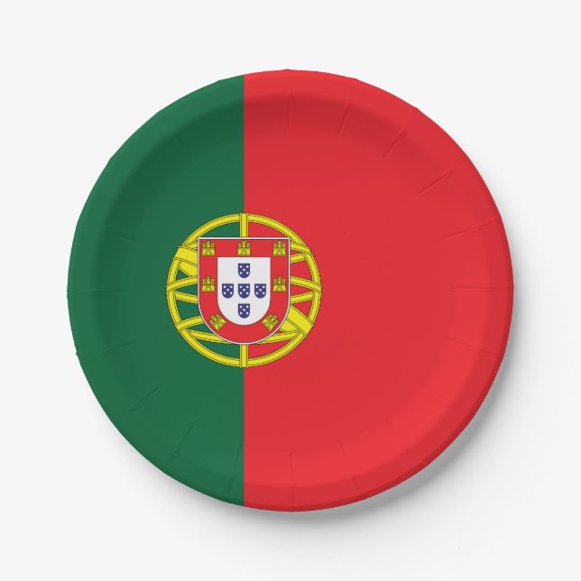 portugiesische Flagge Pappteller (Vorderseite)