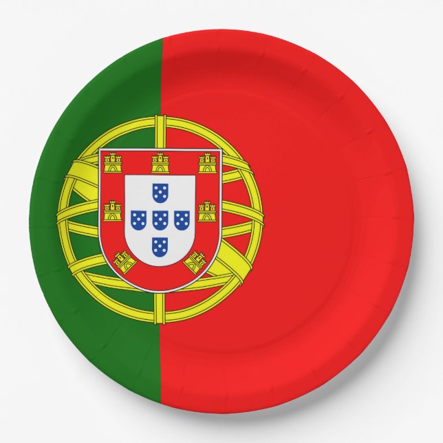 portugiesische Flagge Pappteller (Vorderseite)