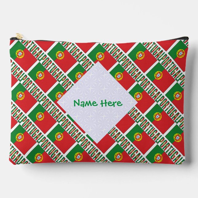 Portugiesische Flagge - Personalisiert Zubehörtasche (Vorderseite)