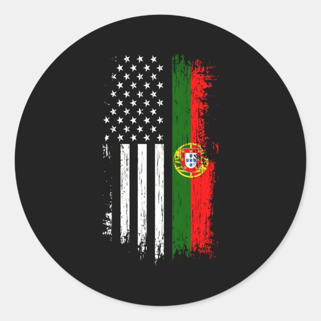 Portugiesische Flagge Prix Portugal USA Srt Runder Aufkleber (Vorderseite)