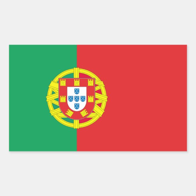 Portugiesische Flagge Rechteckiger Aufkleber (Vorderseite)