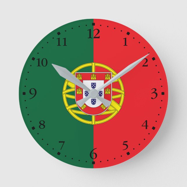 portugiesische Flagge Runde Wanduhr (Vorderseite)