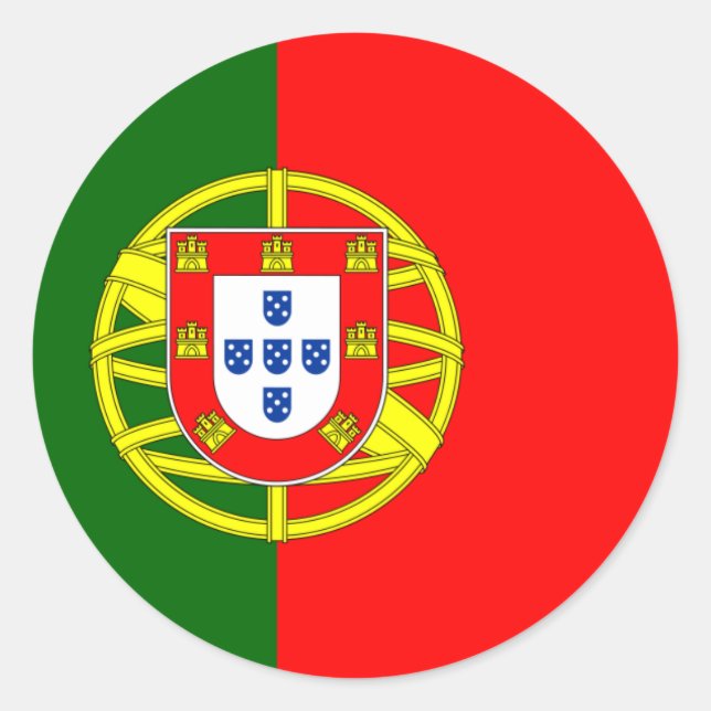 Portugiesische Flagge Runder Aufkleber (Vorderseite)