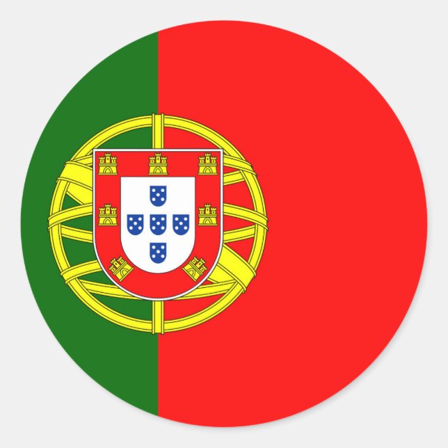 portugiesische Flagge Runder Aufkleber (Vorderseite)