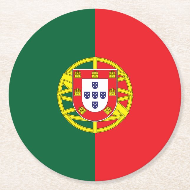 portugiesische Flagge Runder Pappuntersetzer (Vorderseite)