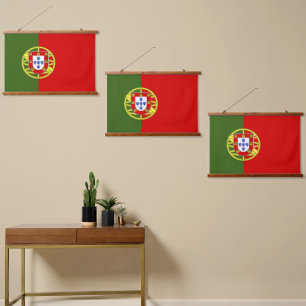 Portugiesische Flagge Wandteppich Mit Holzrahmen