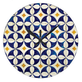 Portugiesische Flies - Azulejo-Muster Große Wanduhr