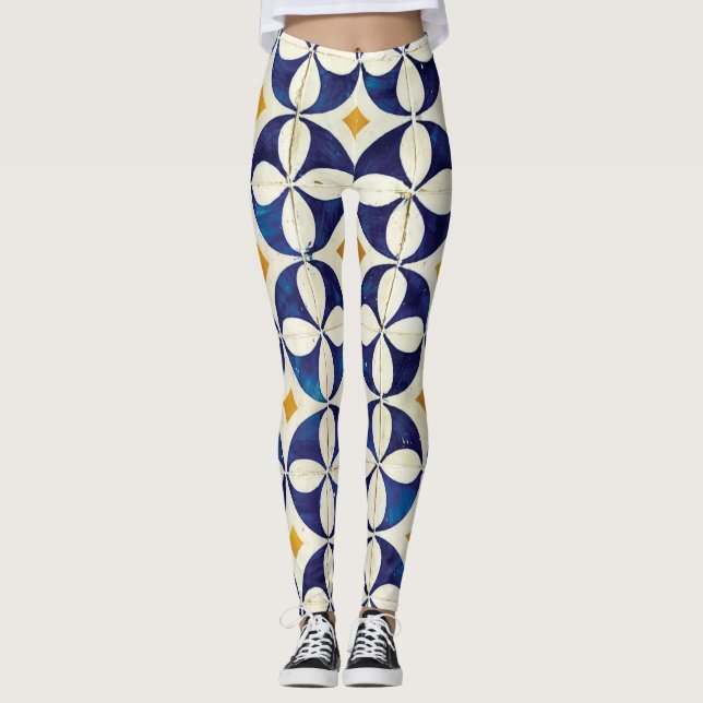 Portugiesische Flies - Azulejo-Muster Leggings (Vorderseite)