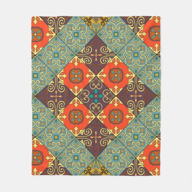 Portugiesische Flies Talavera Style Muster Fleecedecke (Vorderseite)