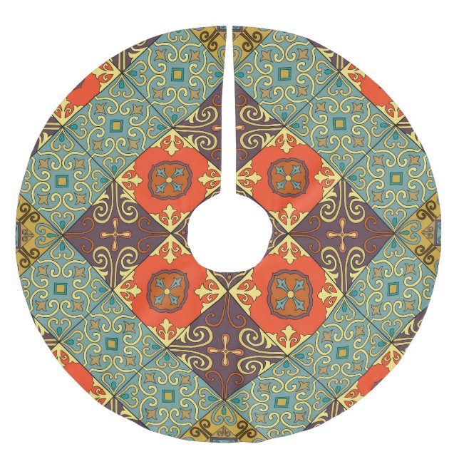 Portugiesische Flies Talavera Style Muster Polyester Weihnachtsbaumdecke (Vorderseite)